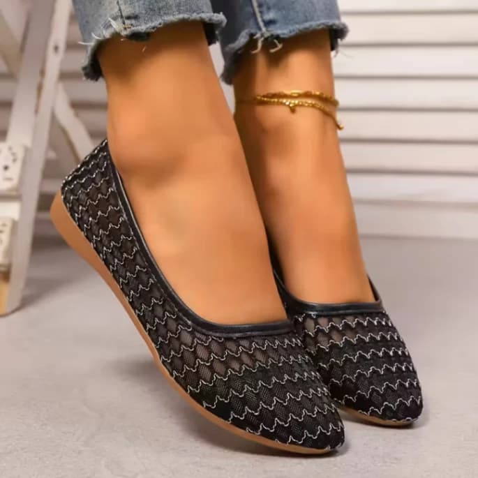 Women'S Floral Ballet Pointed-Toe Hollow Shoes